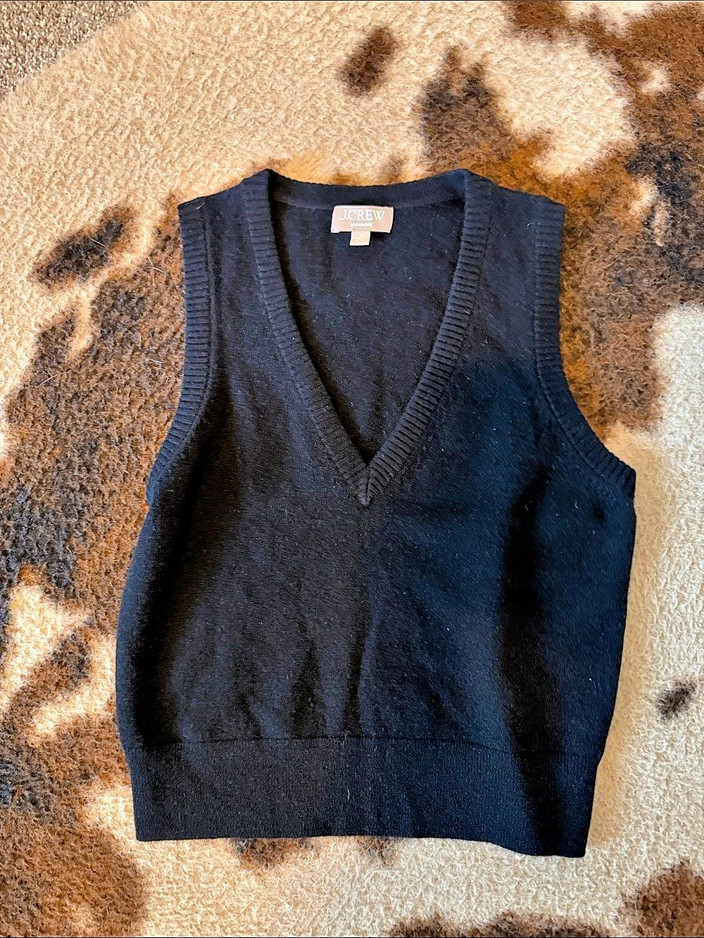 J.Crew Cashmere V-Neck Sweater Vest in Black Size Small